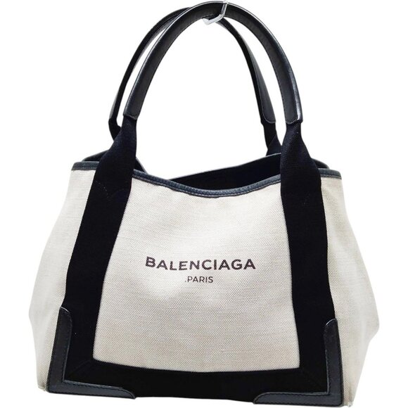 (L3) Authentic Balenciaga Hand Bag White Canvas Luxury Vintage Designer Handbag - Picture 1 of 9